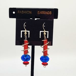 Handmade Earrings made with Wire and Glass Beads - Brand New